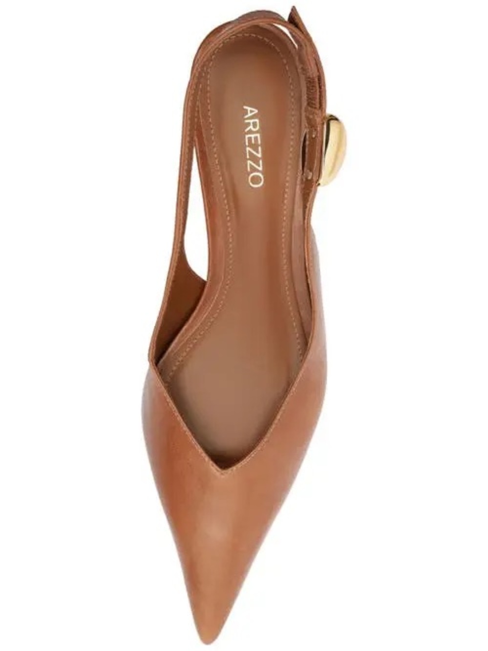 Arezzo Farrah Leather Slingback Flats Cognac Brown Pointed Toe Size 6.5 NWOB - Picture 2 of 8
